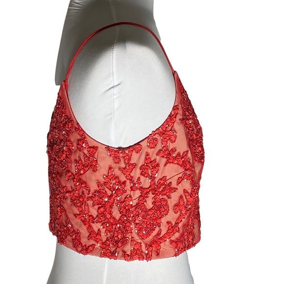 Adrianna Papell Beaded Crop Tank with Spaghetti Straps Size 6 Petite - Picture 3 of 14